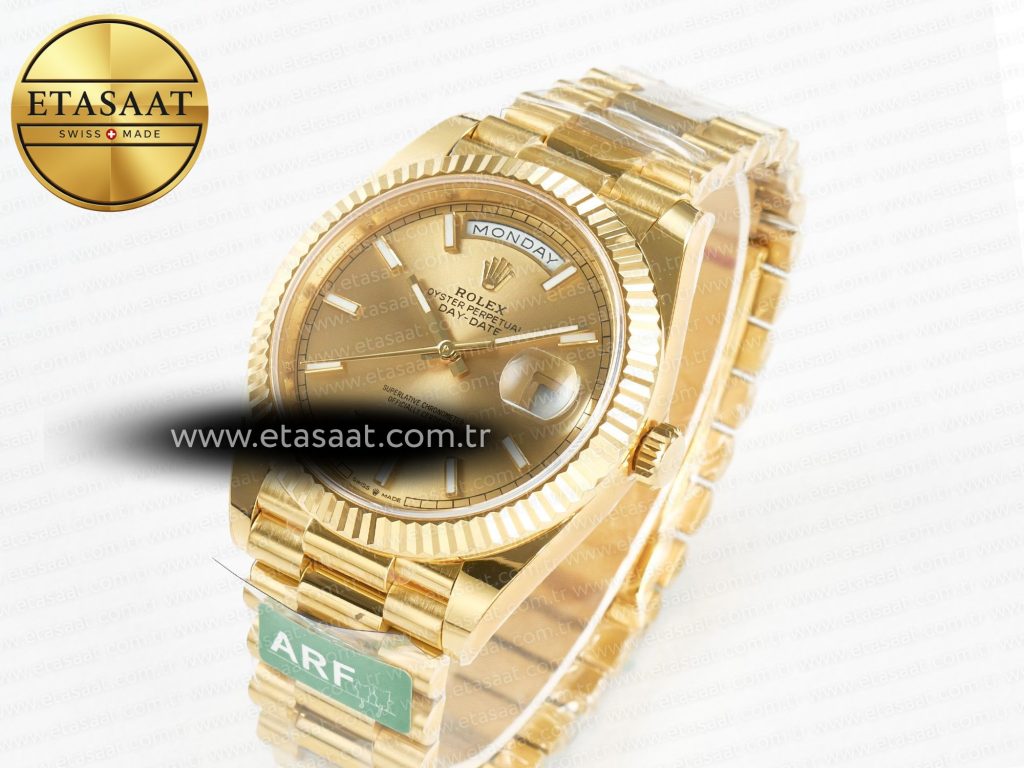 day date 40 228238 arf 904l steel gold stick dial on president bracelet vr32551
