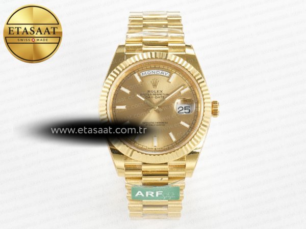 Rolex Day-Date 40 228238 ARF Altın Çizgi VR3255 Daydate Eta Saat - 1:1 Süper Klon Replika Saat