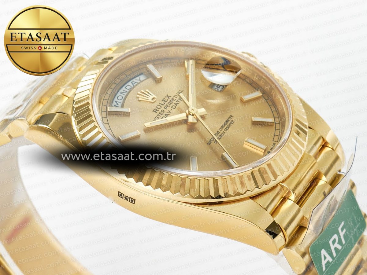 Rolex DayDate 40 228238 ARF 904L Steel Gold Stick Dial on President Bracelet VR3255 - Görsel 7