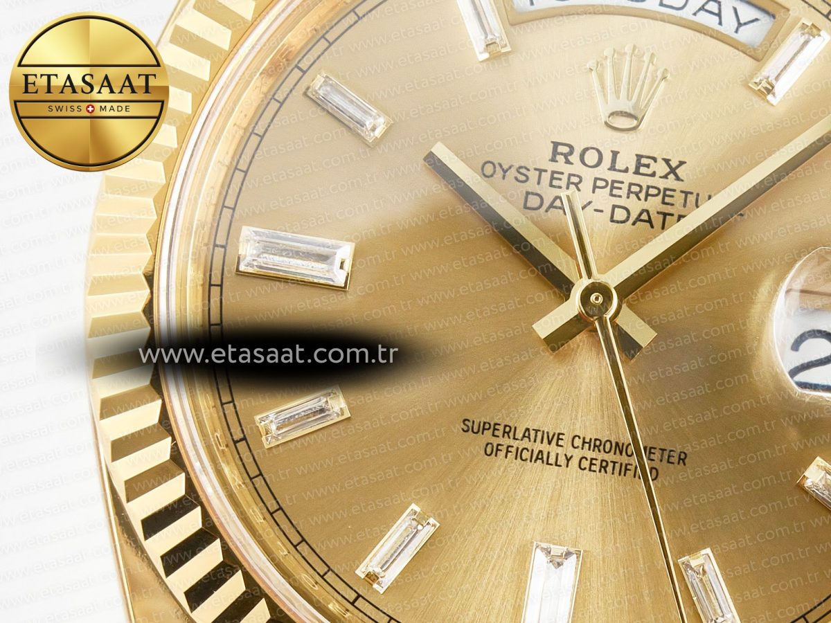 Rolex DayDate 40 228238 ARF 904L Steel YG Crystal Diamonds Bezel on President Bracelet VR3255 - Görsel 10