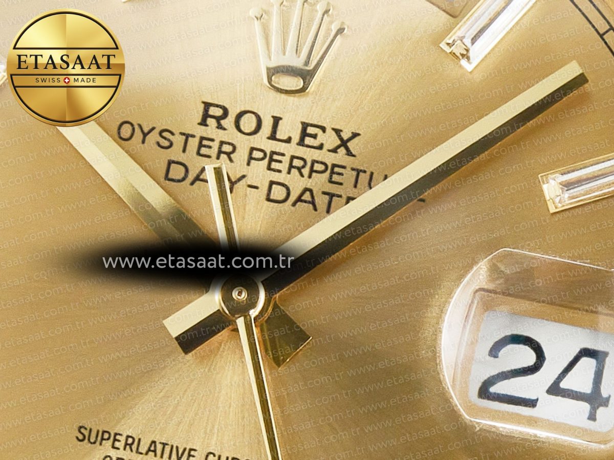 Rolex DayDate 40 228238 ARF 904L Steel YG Crystal Diamonds Bezel on President Bracelet VR3255 - Görsel 11