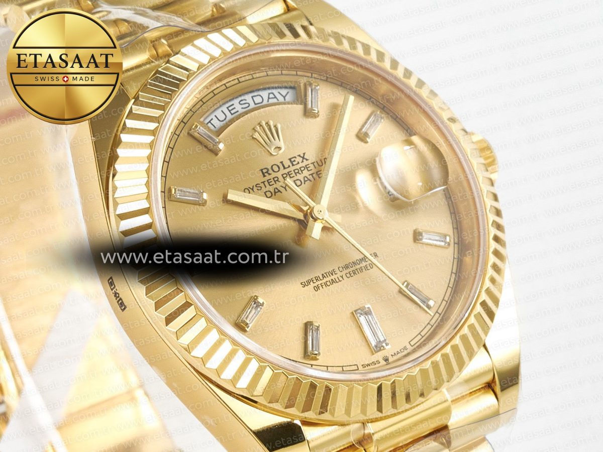 Rolex DayDate 40 228238 ARF 904L Steel YG Crystal Diamonds Bezel on President Bracelet VR3255 - Görsel 5