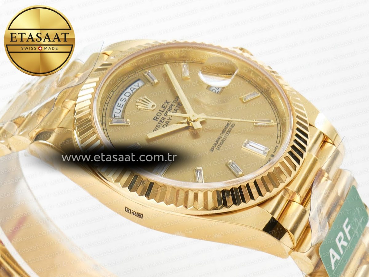 Rolex DayDate 40 228238 ARF 904L Steel YG Crystal Diamonds Bezel on President Bracelet VR3255 - Görsel 7