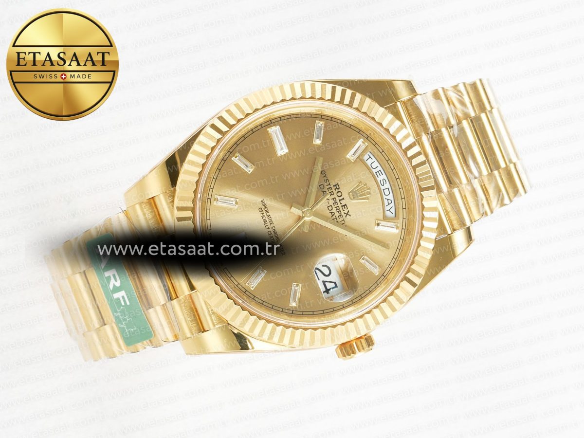 Rolex DayDate 40 228238 ARF 904L Steel YG Crystal Diamonds Bezel on President Bracelet VR3255 - Görsel 8