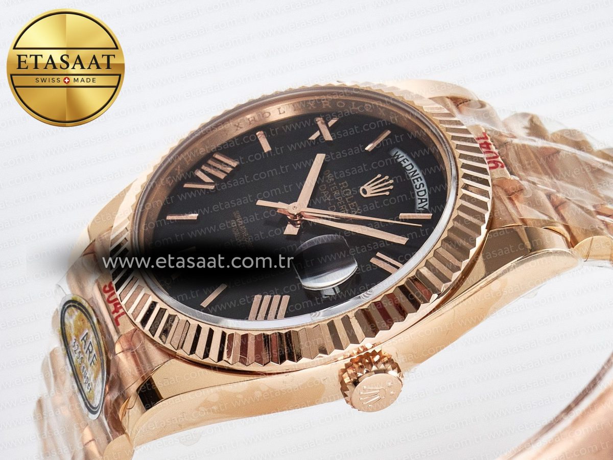 Rolex Day Date 40 RG 228235 ARF 1:1 Best Edition Black Roman Dial on President Bracelet VR3255 - Görsel 6