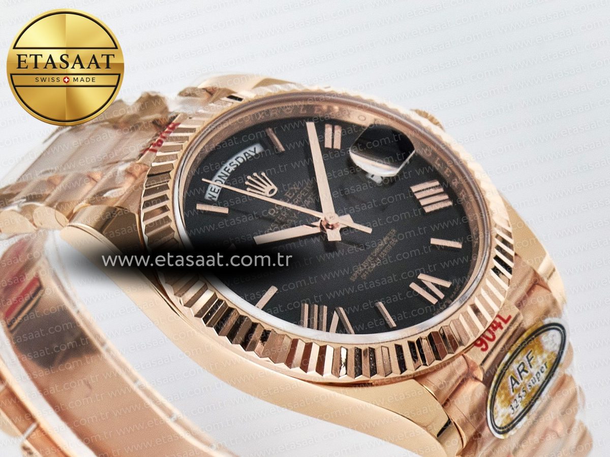 Rolex Day Date 40 RG 228235 ARF 1:1 Best Edition Black Roman Dial on President Bracelet VR3255 - Görsel 7