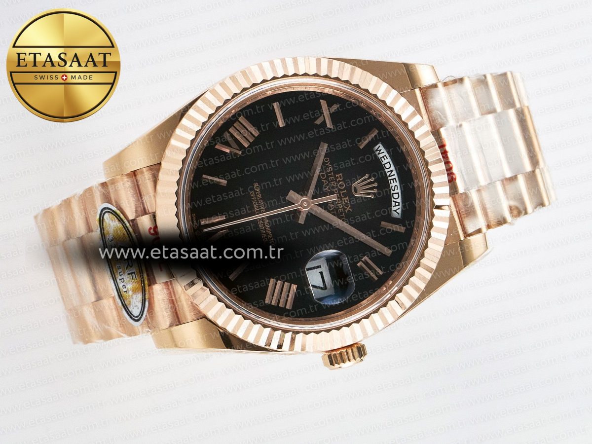 Rolex Day Date 40 RG 228235 ARF 1:1 Best Edition Black Roman Dial on President Bracelet VR3255 - Görsel 8