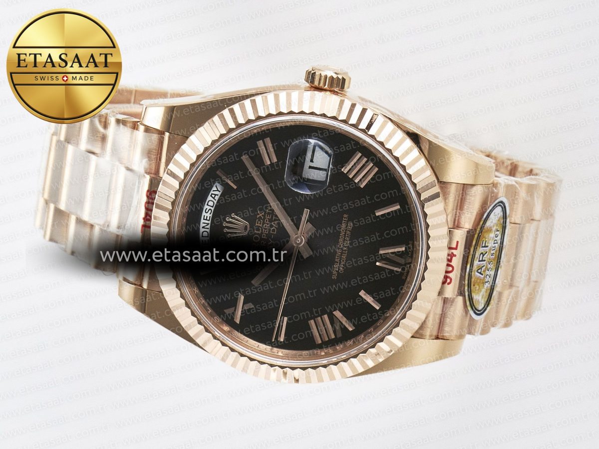 Rolex Day Date 40 RG 228235 ARF 1:1 Best Edition Black Roman Dial on President Bracelet VR3255 - Görsel 9
