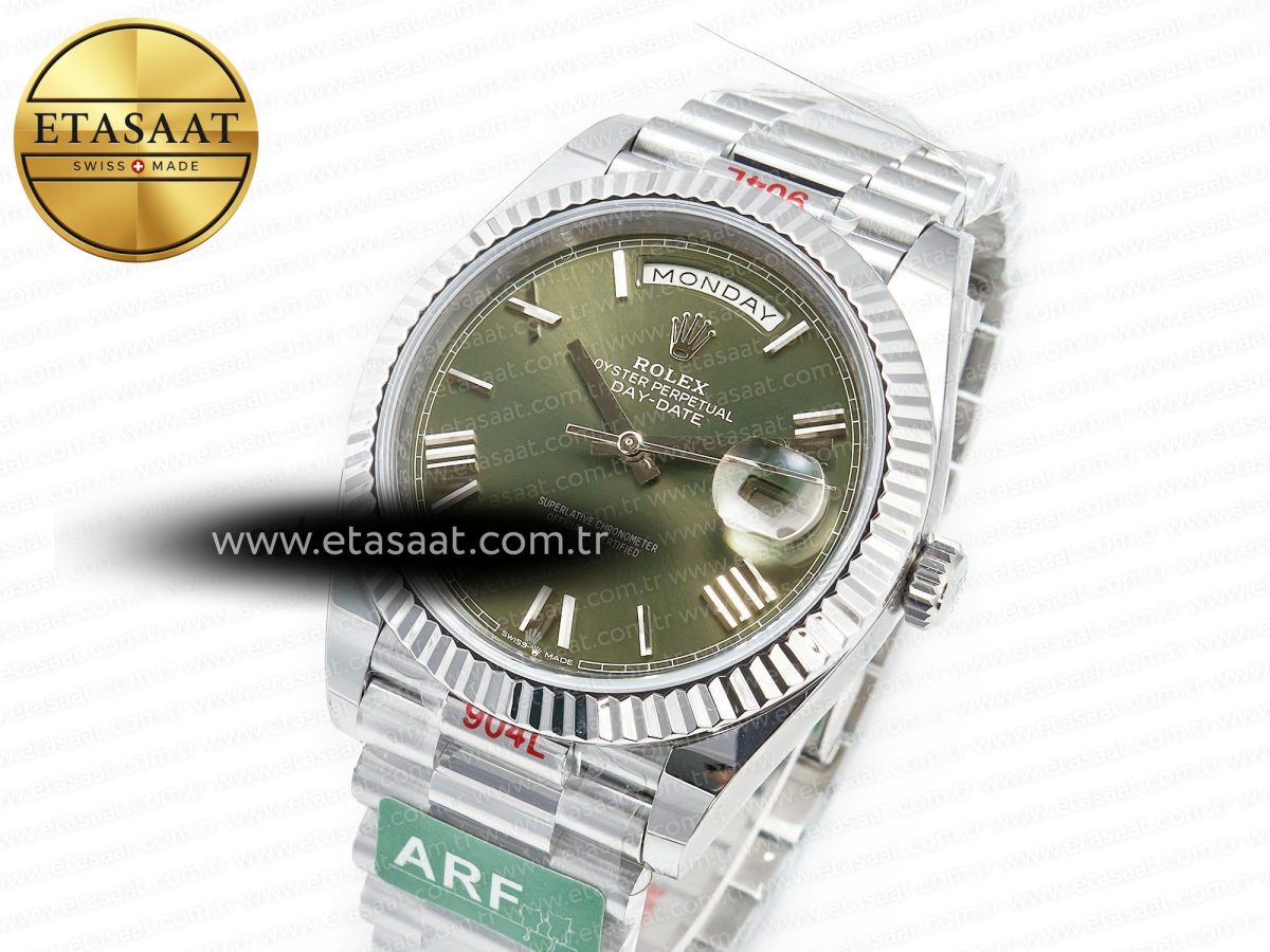 Rolex Day Date 40 SS 228239 ARF 1:1 Best Edition Green Roman Dial on President Bracelet VR3255 - Görsel 1
