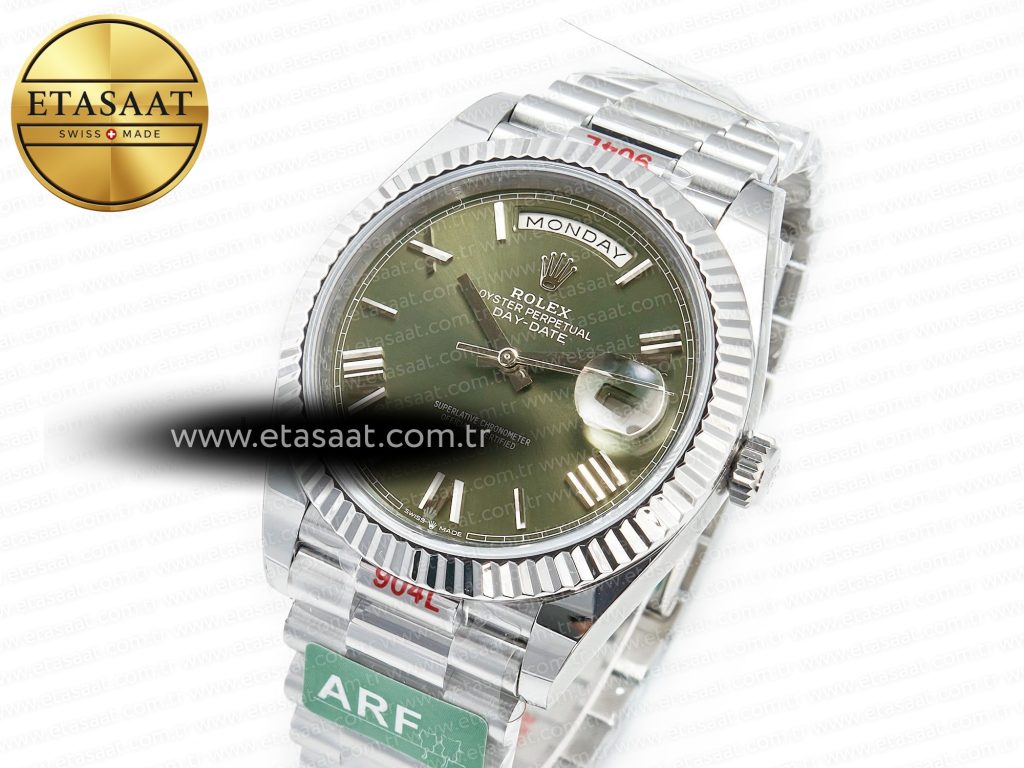 day date 40 ss 228239 arf 11 best edition green roman dial on president bracelet vr32552