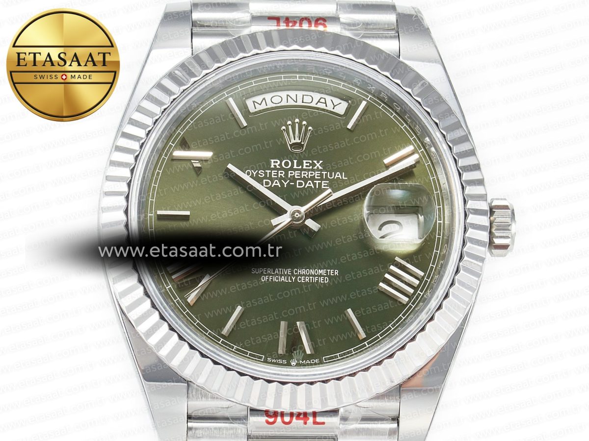 Rolex Day Date 40 SS 228239 ARF 1:1 Best Edition Green Roman Dial on President Bracelet VR3255 - Görsel 4
