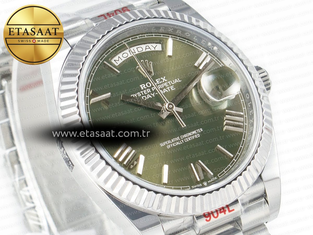 Rolex Day Date 40 SS 228239 ARF 1:1 Best Edition Green Roman Dial on President Bracelet VR3255 - Görsel 5