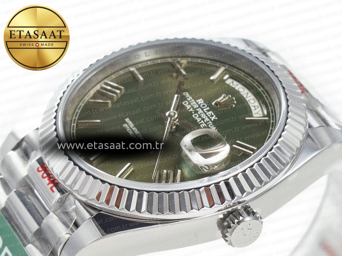 Rolex Day Date 40 SS 228239 ARF 1:1 Best Edition Green Roman Dial on President Bracelet VR3255 - Görsel 6