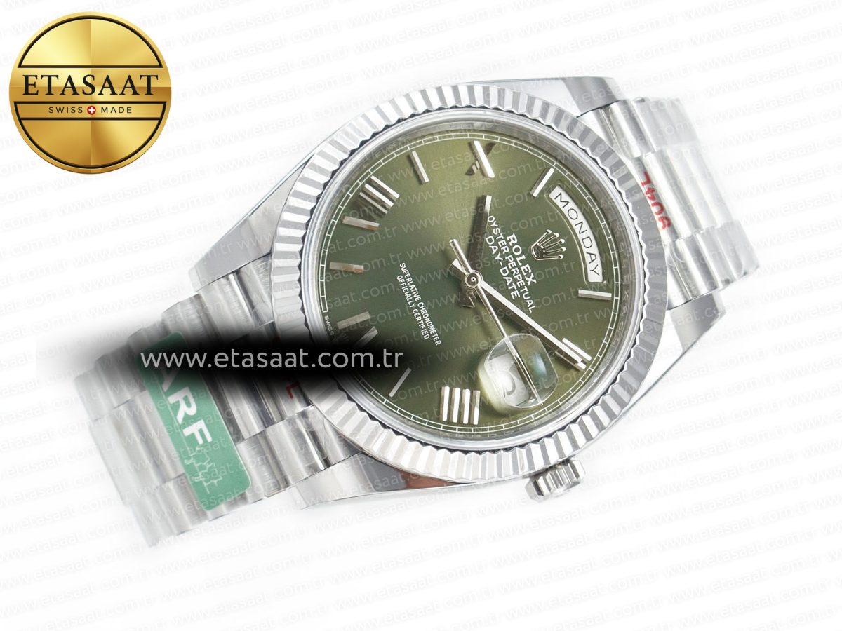 Rolex Day Date 40 SS 228239 ARF 1:1 Best Edition Green Roman Dial on President Bracelet VR3255 - Görsel 8