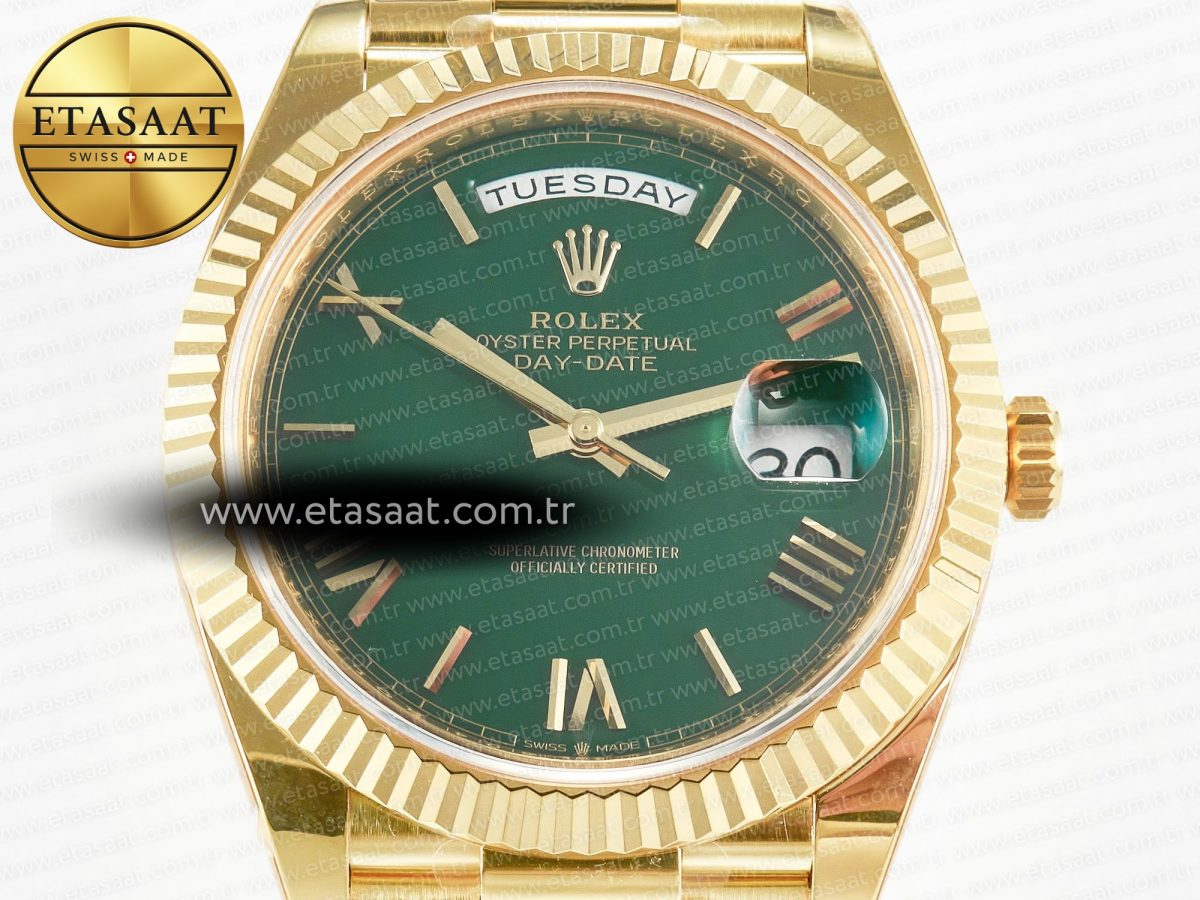 Rolex DayDate 40 YG 228238 ARF 1:1 Best Edition Green Roman Dial on President Bracelet VR3255 - Görsel 4