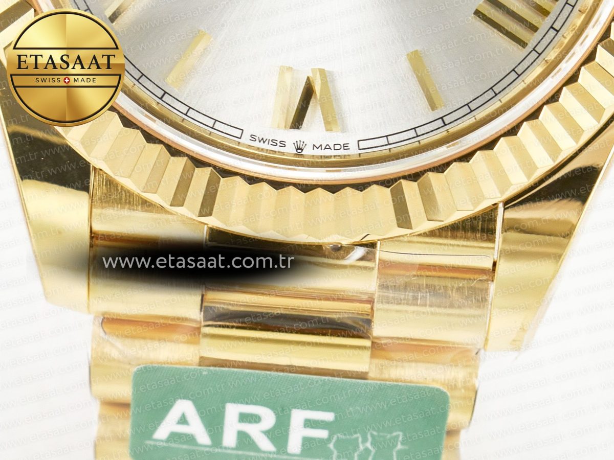 Rolex DayDate 40 YG 228238 ARF 1:1 Best Edition Silver Roman Dial on President Bracelet VR3255 - Görsel 13