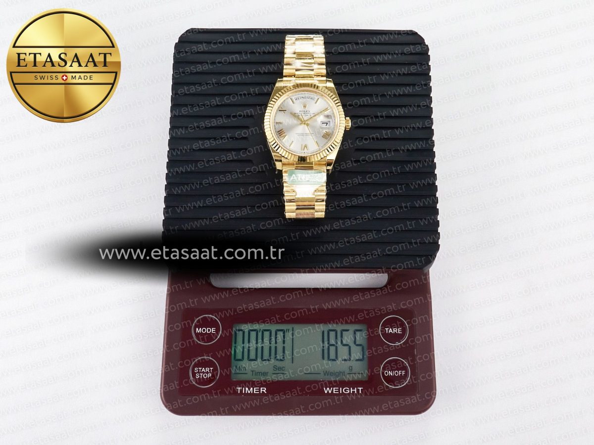 Rolex DayDate 40 YG 228238 ARF 1:1 Best Edition Silver Roman Dial on President Bracelet VR3255 - Görsel 33