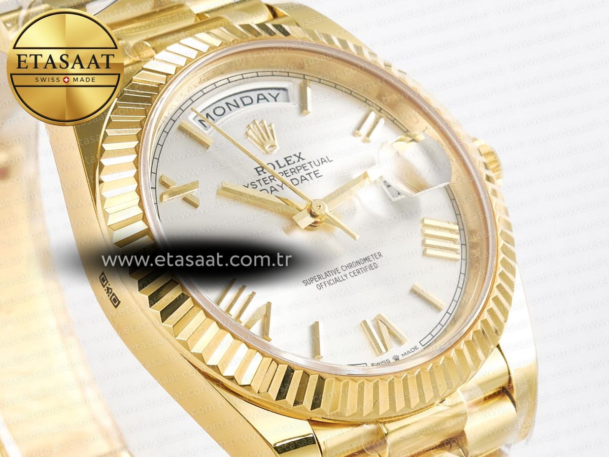 Rolex DayDate 40 YG 228238 ARF 1:1 Best Edition Silver Roman Dial on President Bracelet VR3255 - Görsel 5