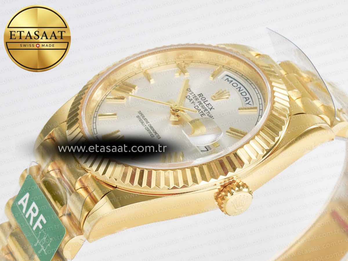 Rolex DayDate 40 YG 228238 ARF 1:1 Best Edition Silver Roman Dial on President Bracelet VR3255 - Görsel 6
