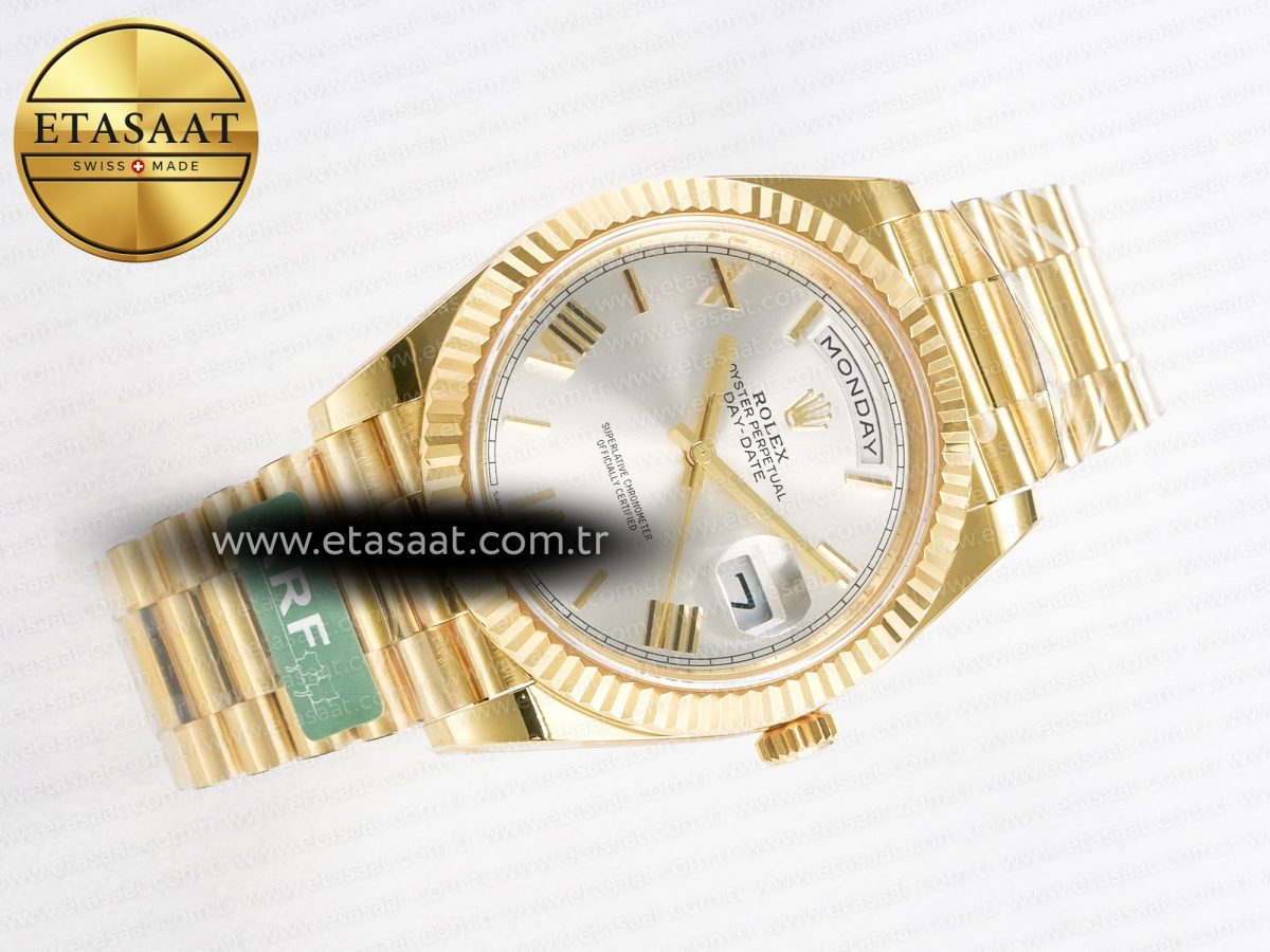 Rolex DayDate 40 YG 228238 ARF 1:1 Best Edition Silver Roman Dial on President Bracelet VR3255 - Görsel 8