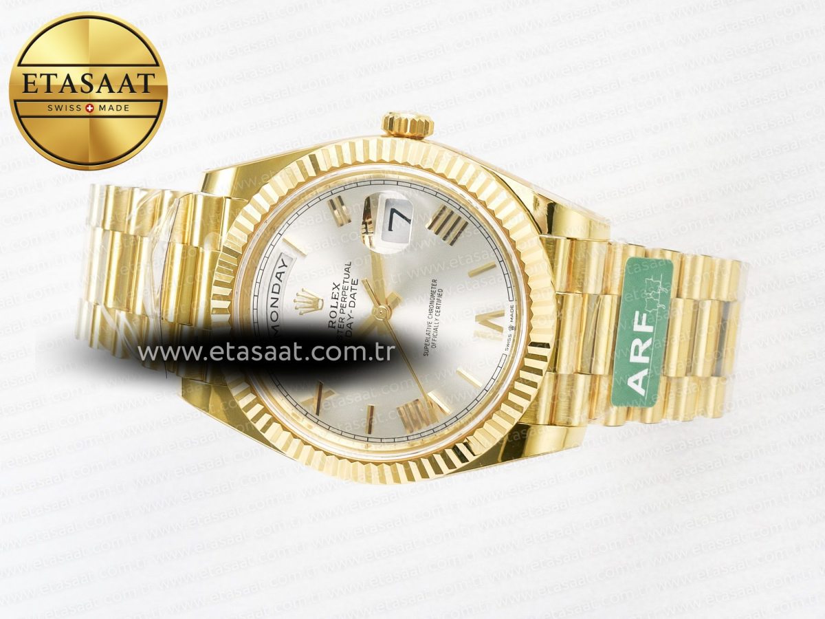 Rolex DayDate 40 YG 228238 ARF 1:1 Best Edition Silver Roman Dial on President Bracelet VR3255 - Görsel 9
