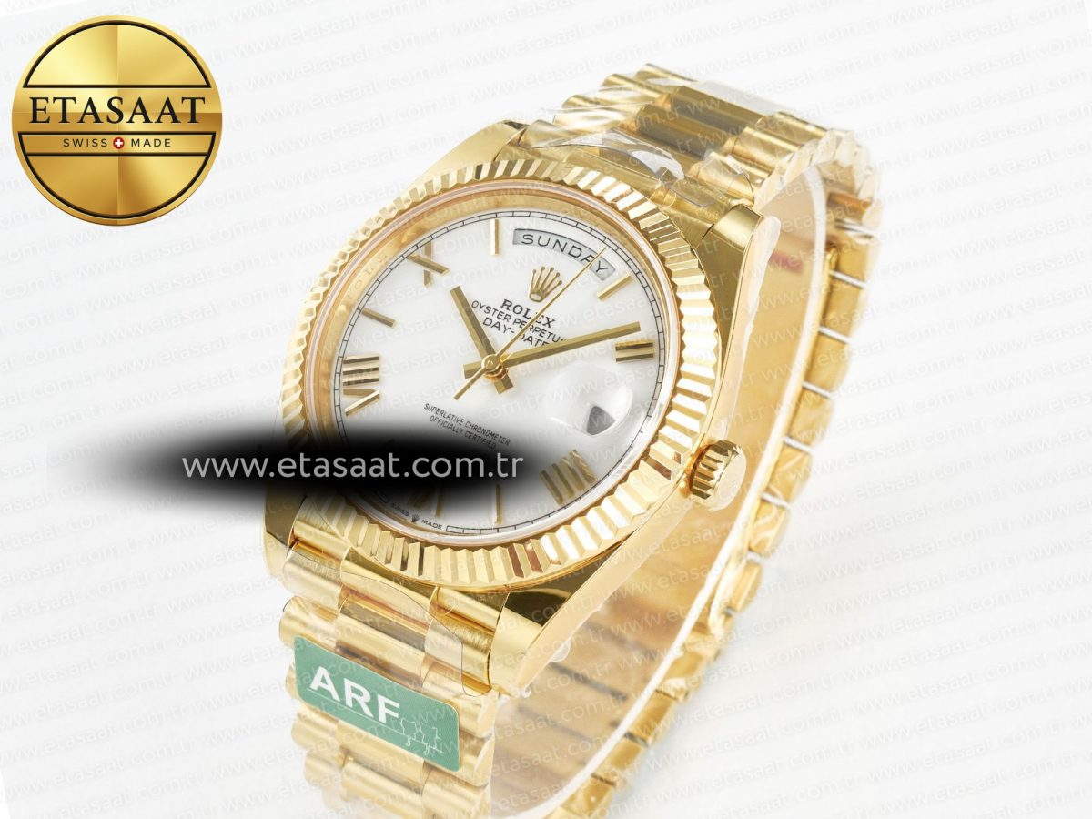 Rolex DayDate 40 YG 228238 ARF 1:1 Best Edition White Roman Dial on President Bracelet VR3255 - Görsel 1
