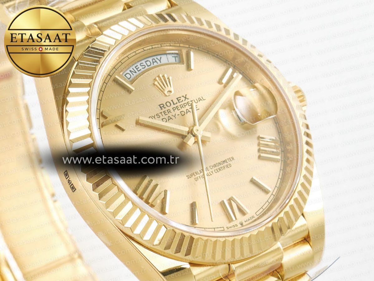 Rolex DayDate 40 YG 228238 ARF 1:1 Best Edition YG Roman Dial on President Bracelet VR3255 - Görsel 5