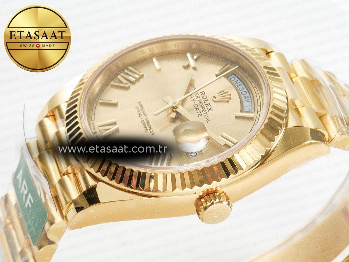 Rolex DayDate 40 YG 228238 ARF 1:1 Best Edition YG Roman Dial on President Bracelet VR3255 - Görsel 6