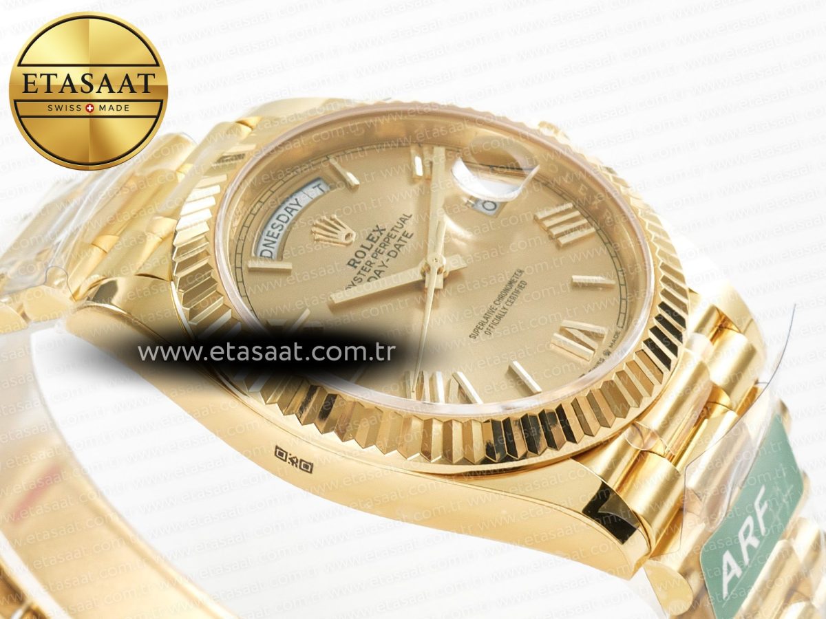 Rolex DayDate 40 YG 228238 ARF 1:1 Best Edition YG Roman Dial on President Bracelet VR3255 - Görsel 7