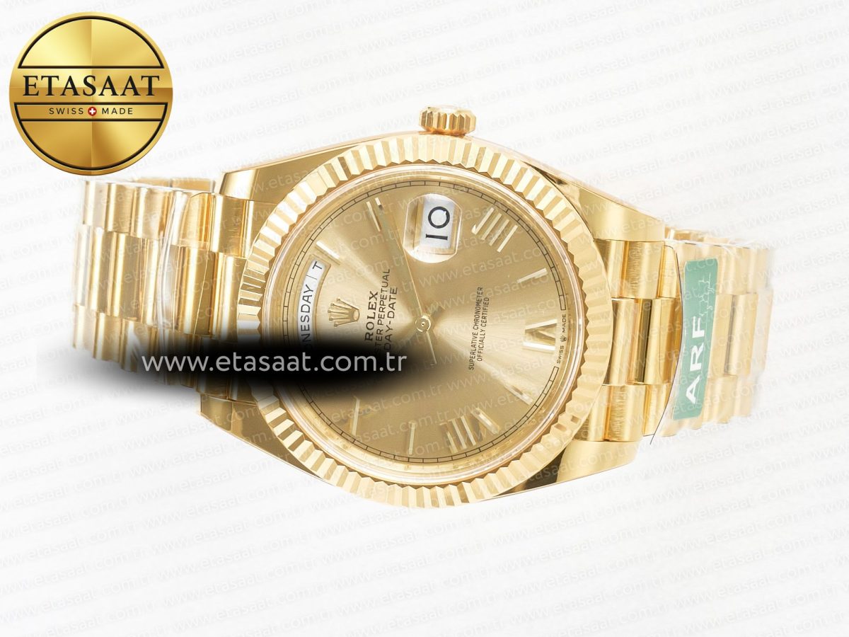 Rolex DayDate 40 YG 228238 ARF 1:1 Best Edition YG Roman Dial on President Bracelet VR3255 - Görsel 9