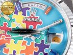 Rolex Daydate 128239 36mm Colour Jigsaw Puzzle SS QHF Best Edition Turquoise Blue Dial on SS President Bracelet A2834 - Görsel 10