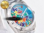 Rolex Daydate 128239 36mm Colour Jigsaw Puzzle SS QHF Best Edition Turquoise Blue Dial on SS President Bracelet A2834 - Görsel 5