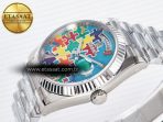 Rolex Daydate 128239 36mm Colour Jigsaw Puzzle SS QHF Best Edition Turquoise Blue Dial on SS President Bracelet A2834 - Görsel 6