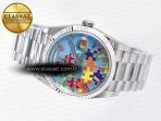 Rolex Daydate 128239 36mm Colour Jigsaw Puzzle SS QHF Best Edition Turquoise Blue Dial on SS President Bracelet A2834 - Görsel 9