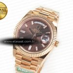 Rolex DayDate 40 228235 ARF 904L Steel Brown Crystal Diamonds Bezel on President Bracelet VR3255