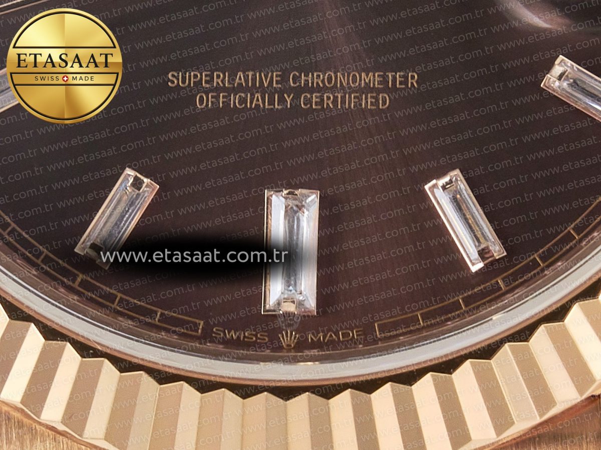 Rolex DayDate 40 228235 ARF 904L Steel Brown Crystal Diamonds Bezel on President Bracelet VR3255 - Görsel 12