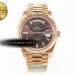 Rolex Day-Date 40 228235 ARF Kahve Pırlantalı VR3255 Eta Saat - Görsel 3 - 1:1 Süper Klon Saat