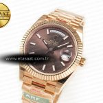 Rolex DayDate 40 228235 ARF 904L Steel Brown Stick Dial on President Bracelet VR3255