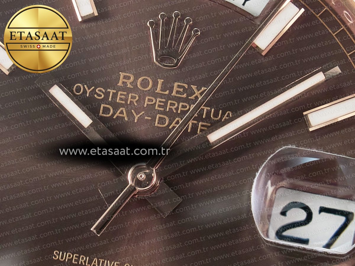 Rolex DayDate 40 228235 ARF 904L Steel Brown Stick Dial on President Bracelet VR3255 - Görsel 10