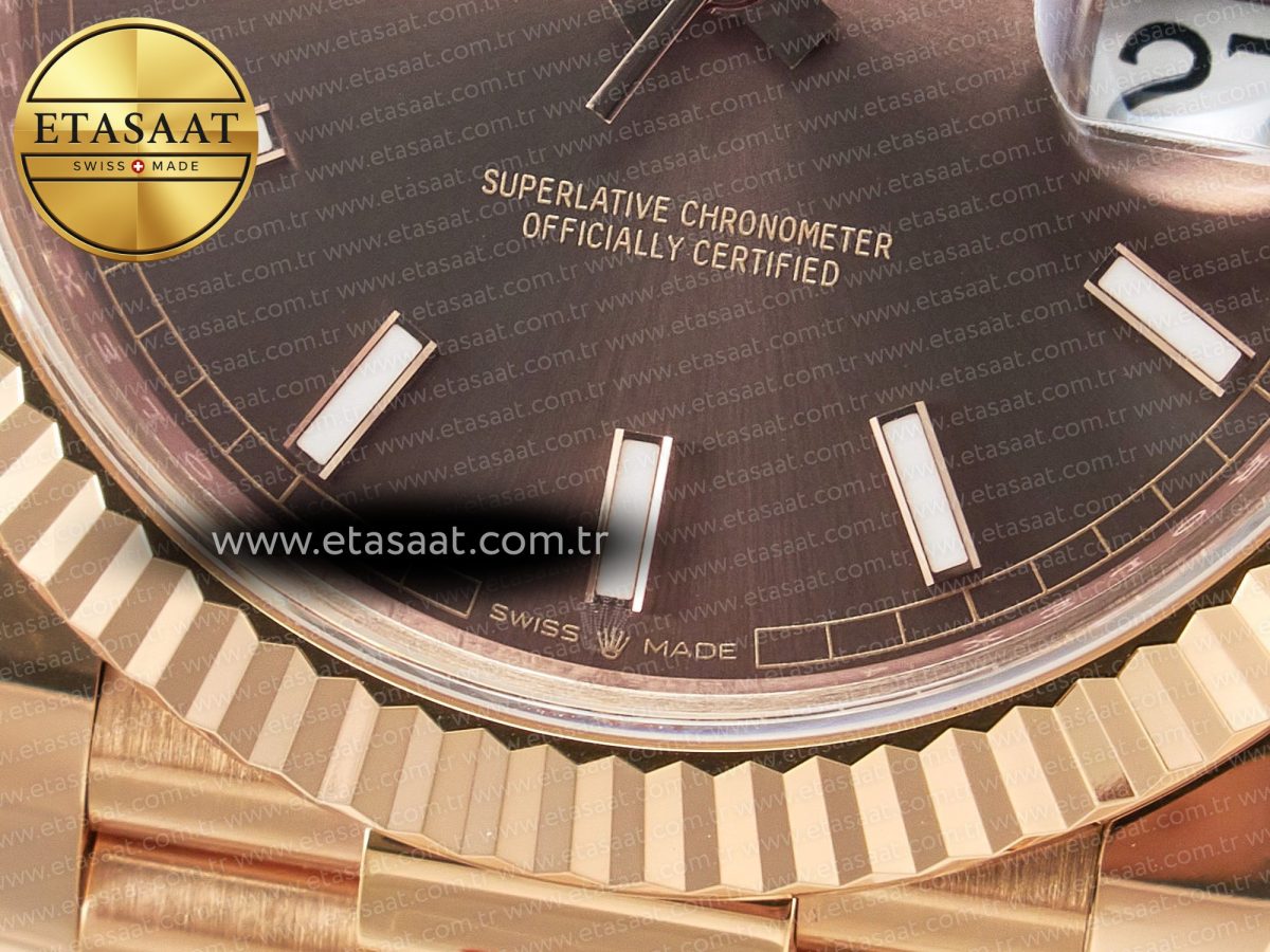 Rolex DayDate 40 228235 ARF 904L Steel Brown Stick Dial on President Bracelet VR3255 - Görsel 12
