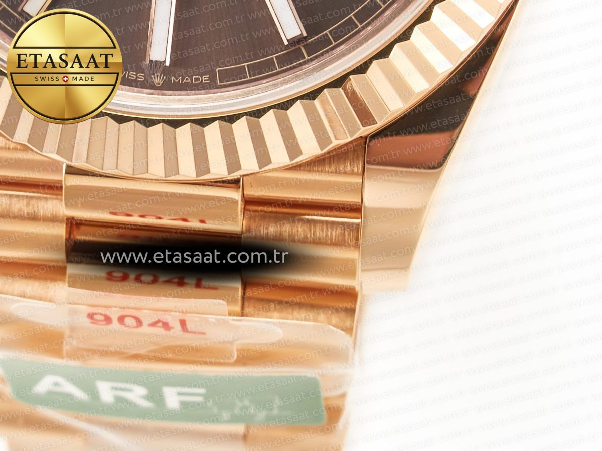 Rolex DayDate 40 228235 ARF 904L Steel Brown Stick Dial on President Bracelet VR3255 - Görsel 13