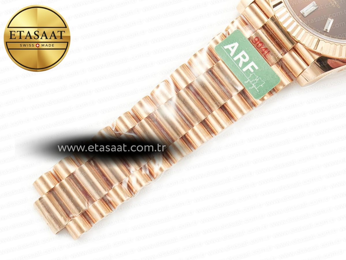 Rolex DayDate 40 228235 ARF 904L Steel Brown Stick Dial on President Bracelet VR3255 - Görsel 26