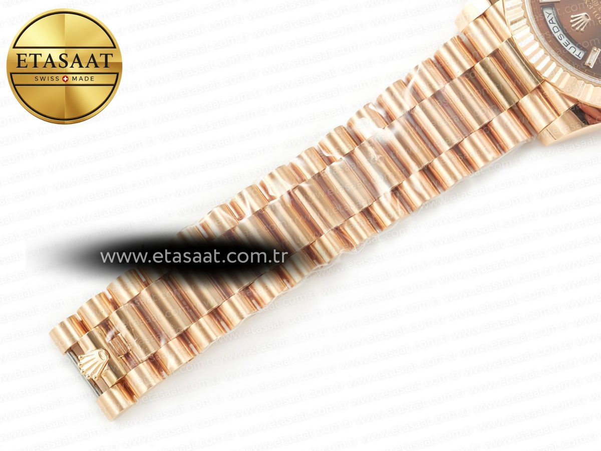 Rolex DayDate 40 228235 ARF 904L Steel Brown Stick Dial on President Bracelet VR3255 - Görsel 27