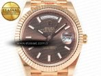 Rolex DayDate 40 228235 ARF 904L Steel Brown Stick Dial on President Bracelet VR3255 - Görsel 4