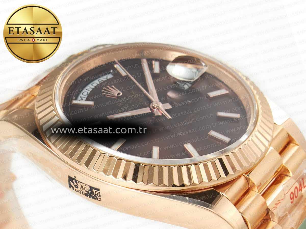 Rolex DayDate 40 228235 ARF 904L Steel Brown Stick Dial on President Bracelet VR3255 - Görsel 7