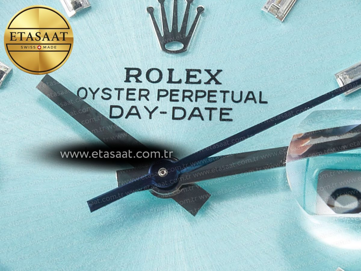 Rolex DayDate 40 228236 ARF 904L Steel Tiffany Blue Crystal Diamonds Bezel on President Bracelet VR3255 - Görsel 10