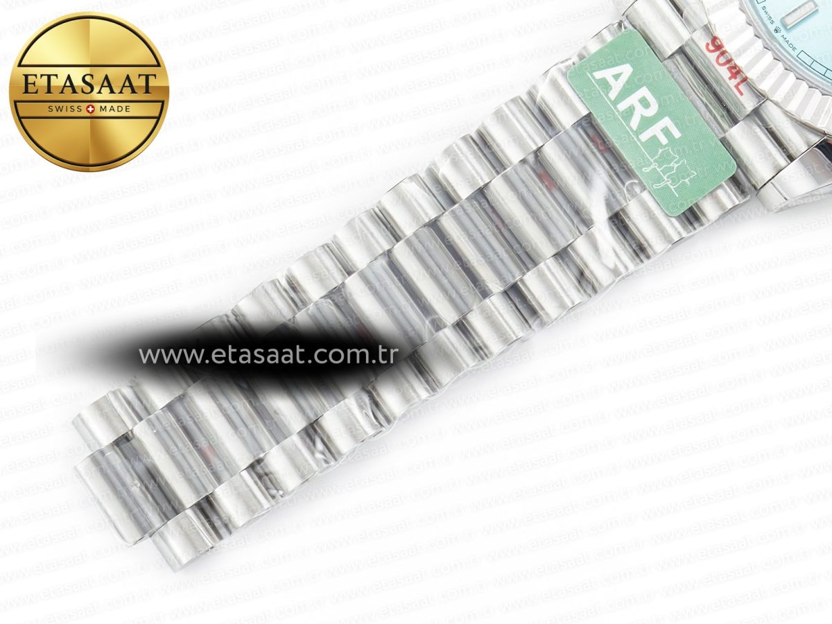 Rolex DayDate 40 228236 ARF 904L Steel Tiffany Blue Crystal Diamonds Bezel on President Bracelet VR3255 - Görsel 26