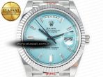 Rolex DayDate 40 228236 ARF 904L Steel Tiffany Blue Crystal Diamonds Bezel on President Bracelet VR3255 - Görsel 4
