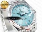 Rolex DayDate 40 228236 ARF 904L Steel Tiffany Blue Crystal Diamonds Bezel on President Bracelet VR3255 - Görsel 5