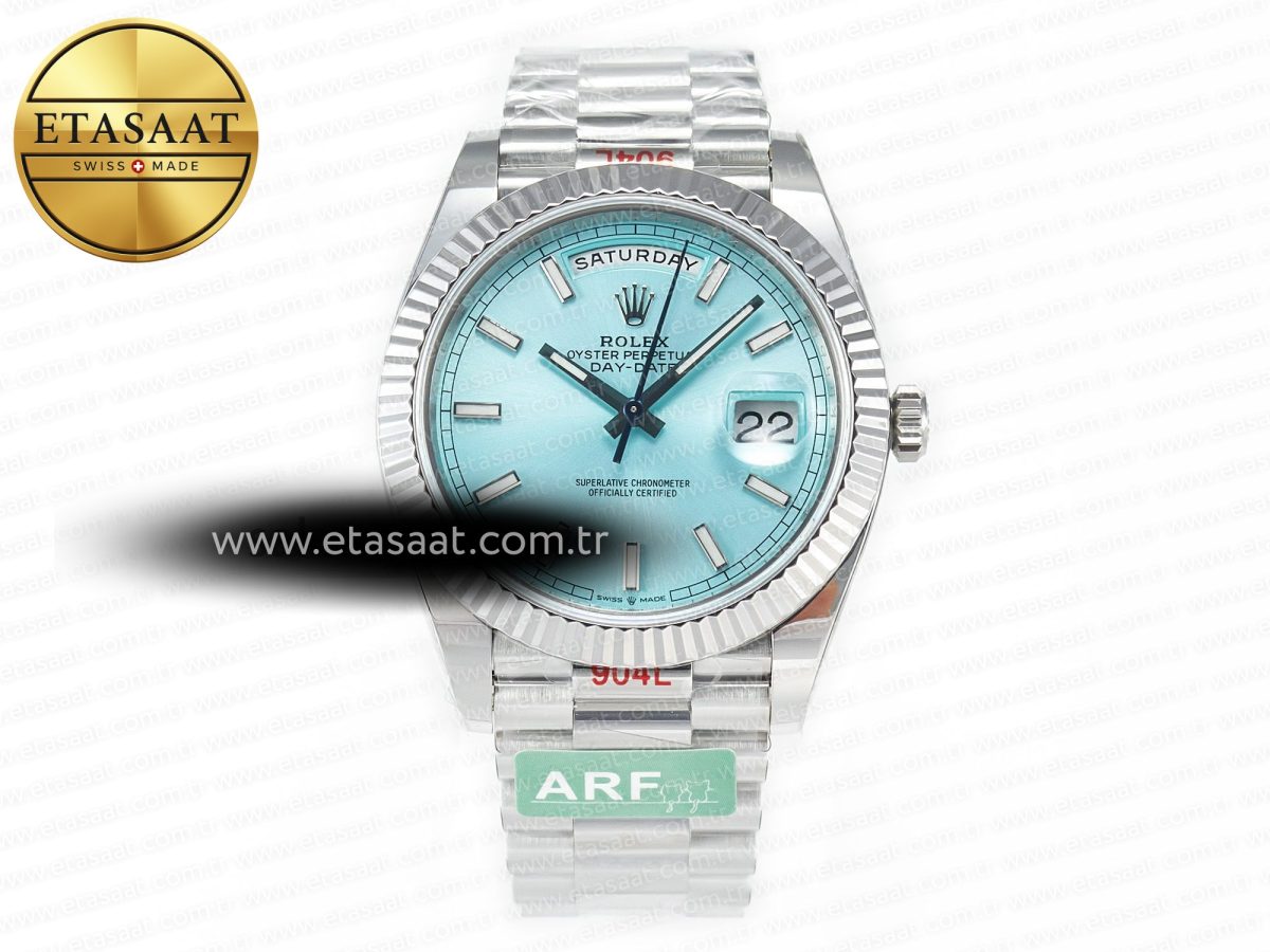 Rolex DayDate 40 228236 ARF 904L Steel Tiffany Blue Stick Dial on President Bracelet VR3255 - Görsel 3